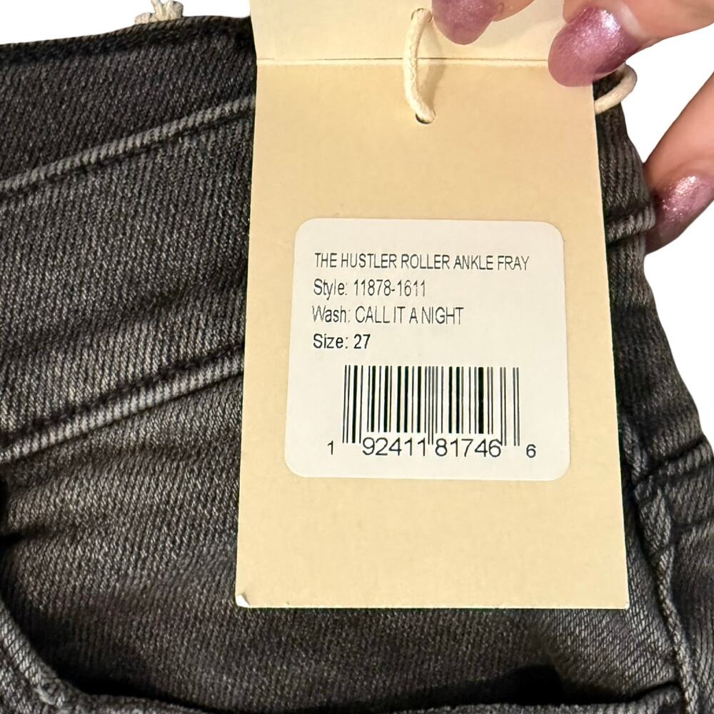 Mother Hustler Roller Ankle Fray Call It A Night Gray Wide Leg Jeans Size 27 NEW - Picture 10 of 12